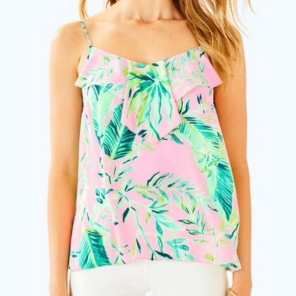 Lilly Pulitzer Tops - Lilly Pulitzer Karmen Cami Coral Reef Tint Chimpoiserie XXS